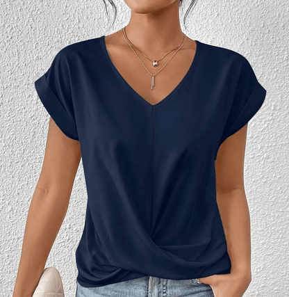 Women's V-Neck Short Sleeve Twist