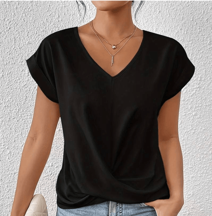 Women's V-Neck Short Sleeve Twist