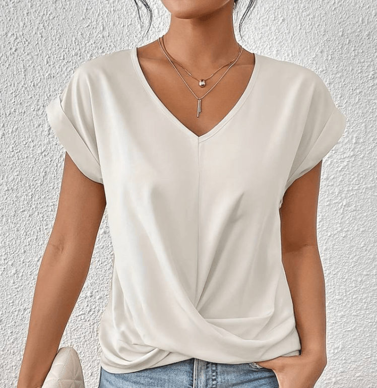 Women's V-Neck Short Sleeve Twist