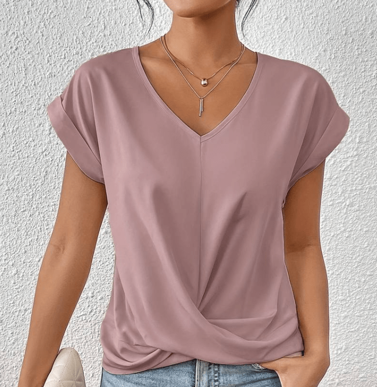 Women's V-Neck Short Sleeve Twist