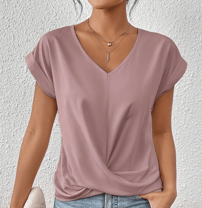 Women's V-Neck Short Sleeve Twist