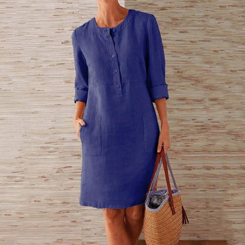Women's Button Front Shirt Dress - VibreMode