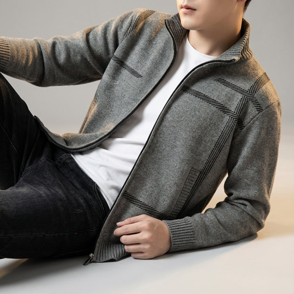 Men's Full Zip Casual Jacket Stand Collar - VibreMode