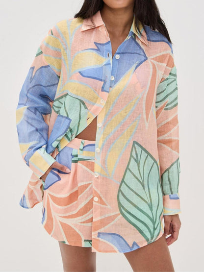 Women's Floral Two Piece Button Down Set - Vonnera