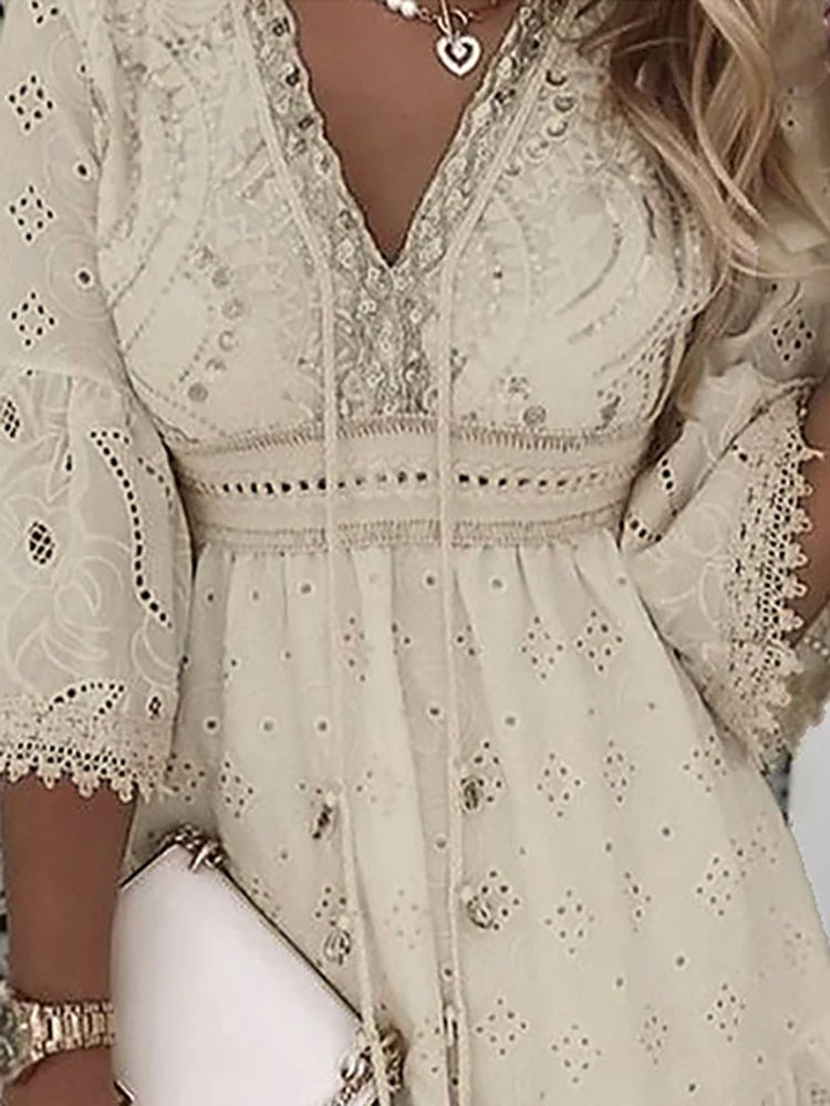 Women's V-Neck A-Line Mini Dress