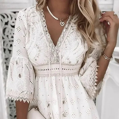Women's V-Neck A-Line Mini Dress