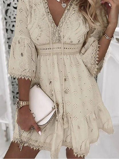 Women's V-Neck A-Line Mini Dress