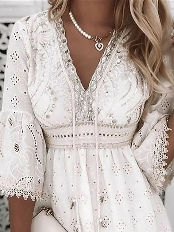 Women's V-Neck A-Line Mini Dress