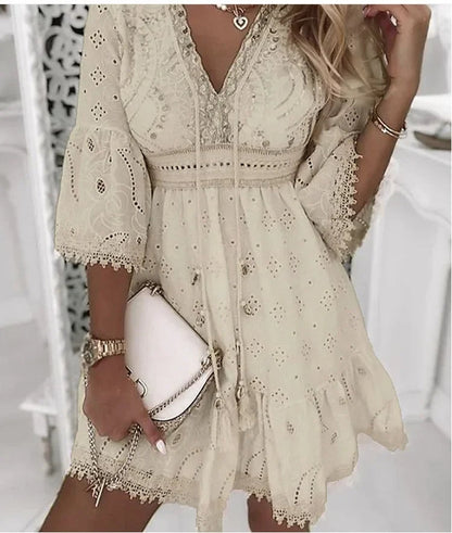 Women's V-Neck A-Line Mini Dress