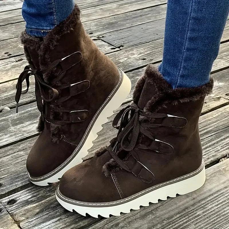 Women's Flat Boots Textured Padded Collar