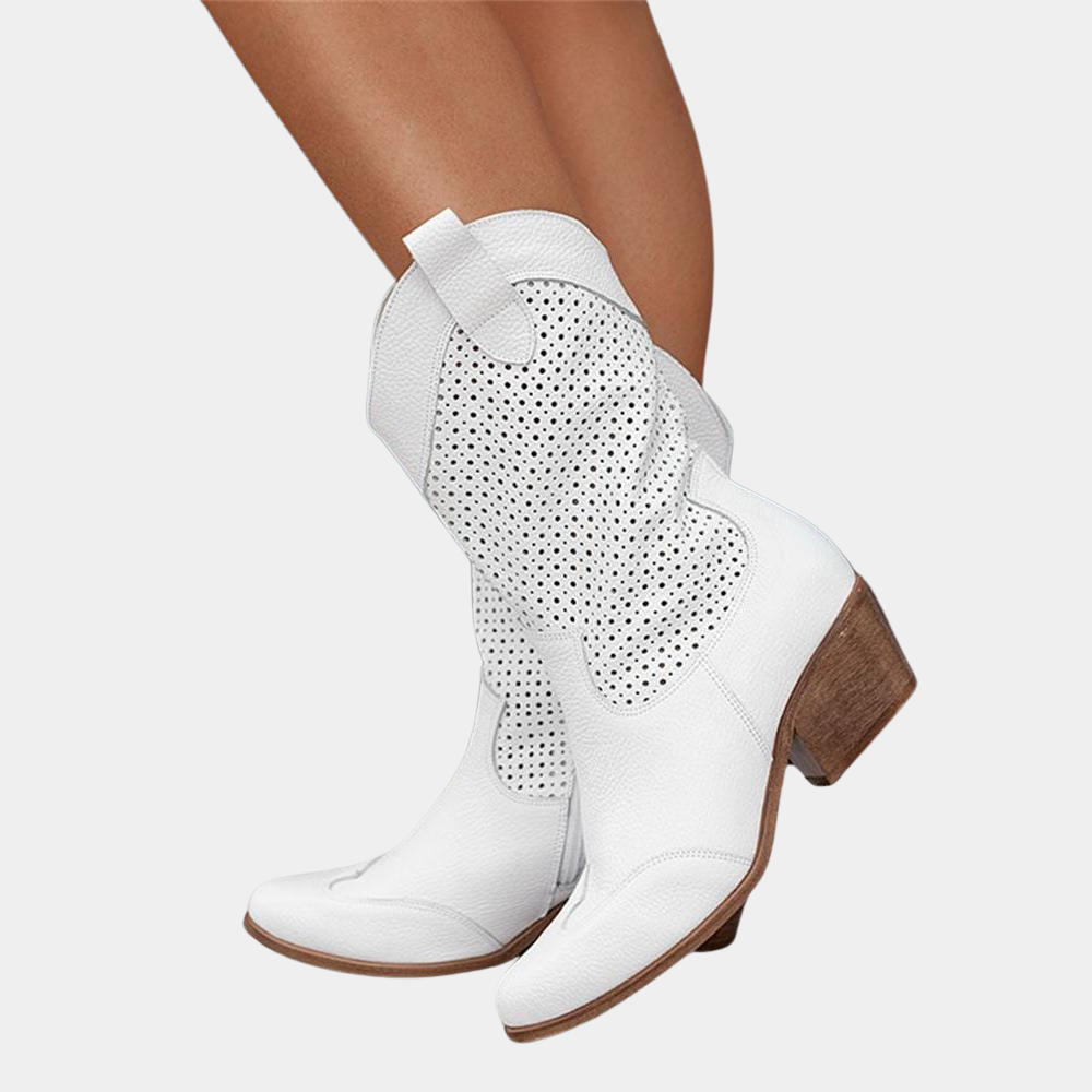Women's Mid Calf Block Heel Cowboy Boots - Vonnera