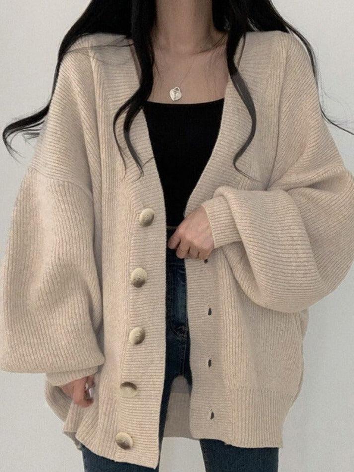 Women's Oversized Cardigan Button Front - Vonnera