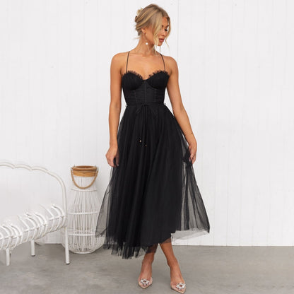 Image of Hazel | Women's Spaghetti Strap A-Line Midi Dress