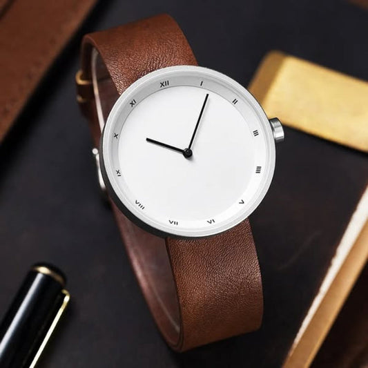Men's Roman Numeral Leather Wristwatch Elegant - Vonnera