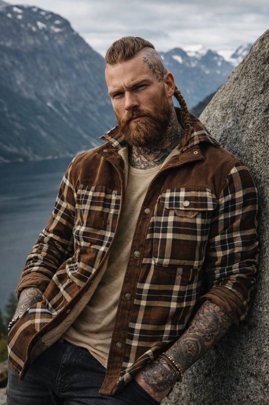 Men's Plaid Button Front Jacket - Vonnera