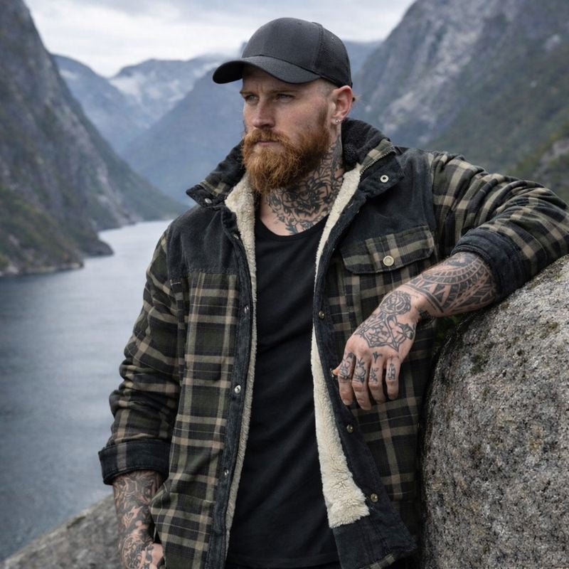 Men's Plaid Snap Front Jacket Shirt - Vonnera