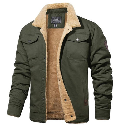 Men's Sherpa Lined Winter Jacket Button Front