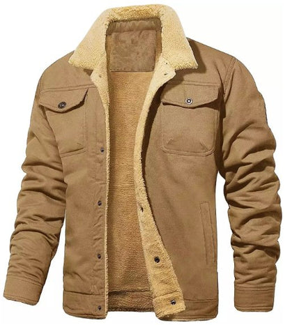 Men's Sherpa Lined Winter Jacket Button Front