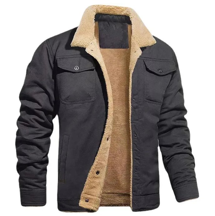 Men's Sherpa Lined Winter Jacket Button Front - Vonnera