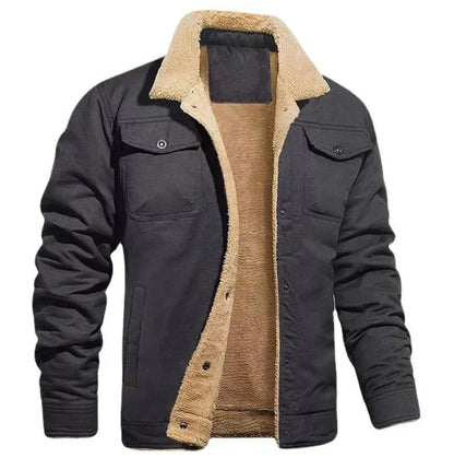Men's Sherpa Lined Winter Jacket Button Front - Vonnera