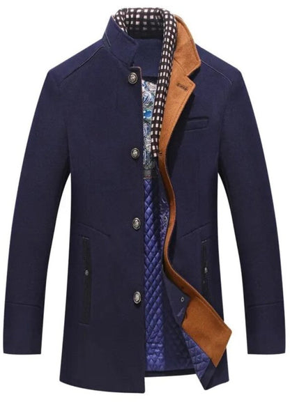 Men's Winter Coat Stand Collar Button Front - Vonnera