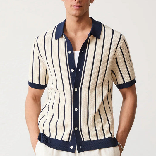 Men's Vertical Striped Polo Shirt - Vonnera