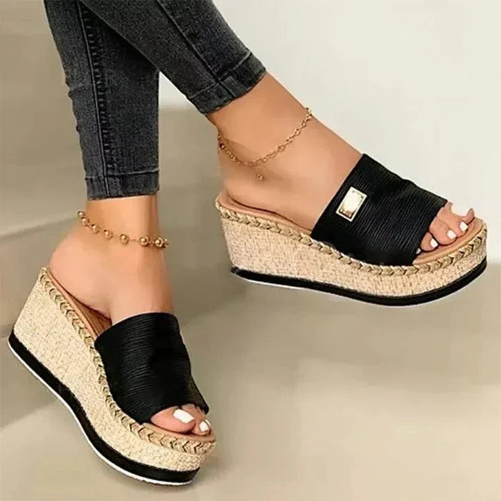 Image of Heather | Women's Espadrille Wedge Slide Sandals