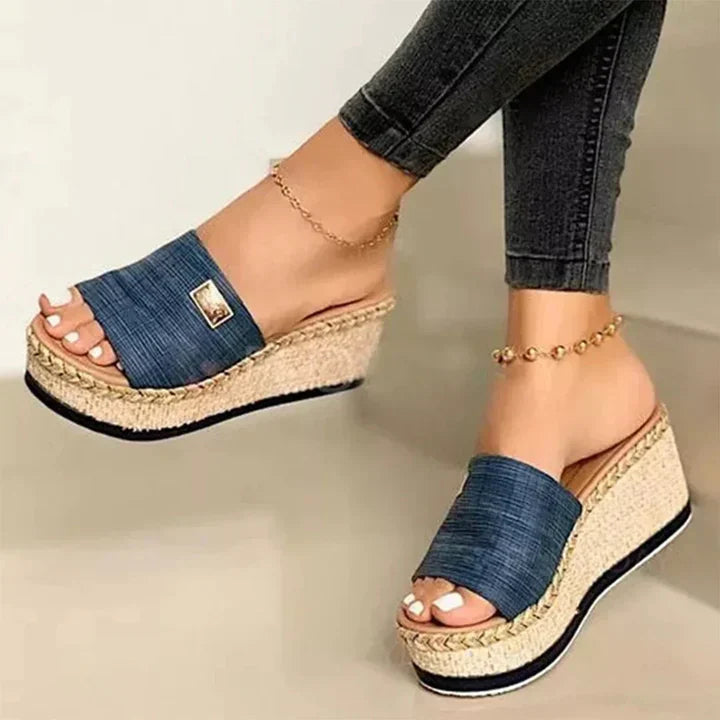 Image of Heather | Women's Espadrille Wedge Slide Sandals