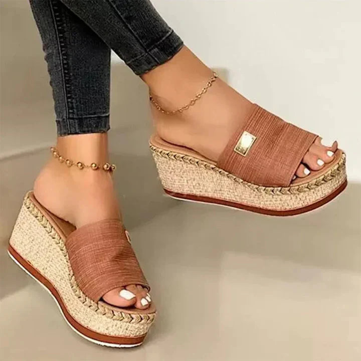 Image of Heather | Women's Espadrille Wedge Slide Sandals