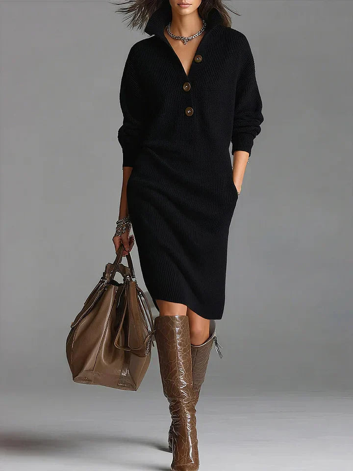 Women's Long Sleeve Midi Sweater Dress - Vonnera