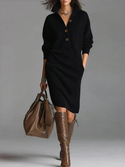 Women's Long Sleeve Midi Sweater Dress - Vonnera