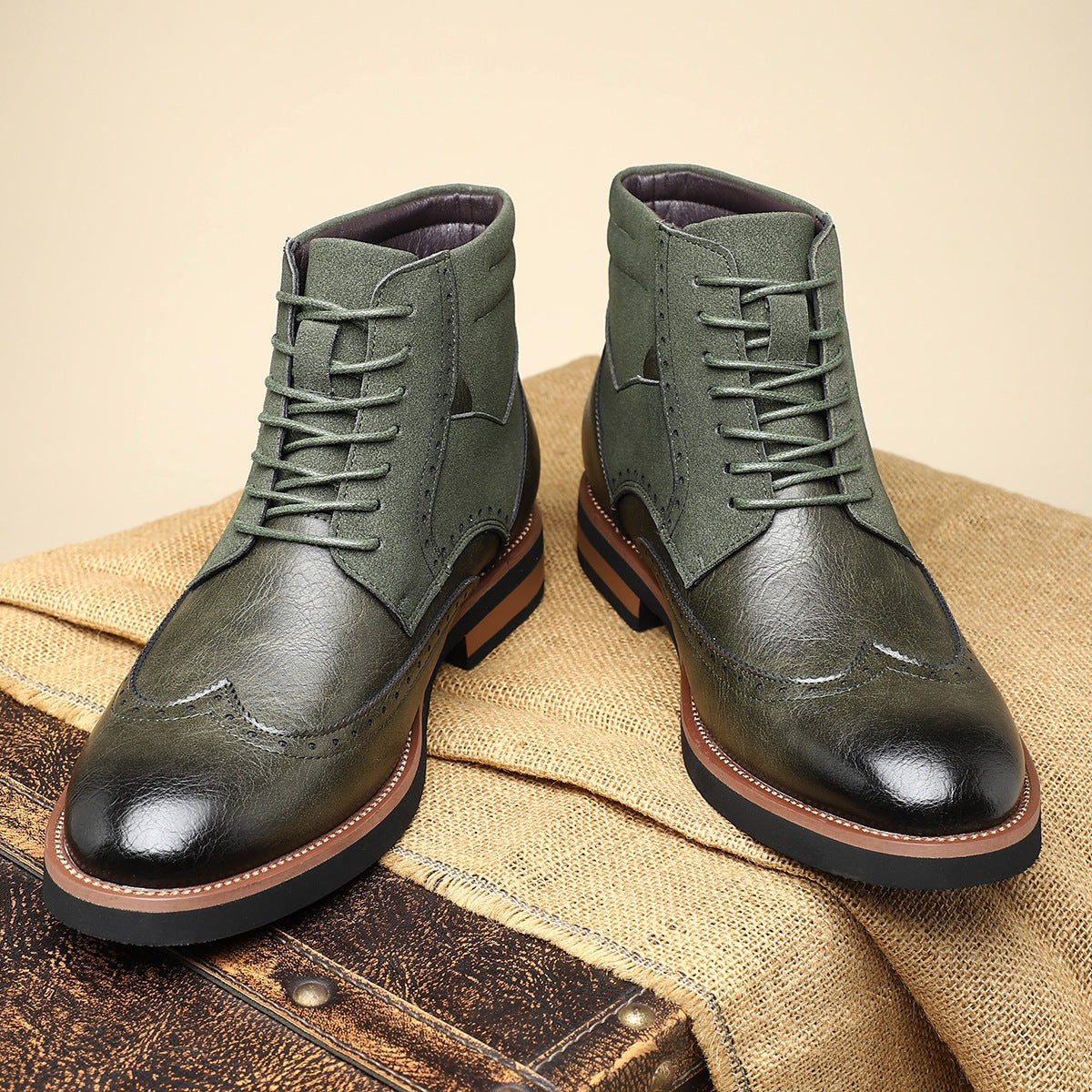 Image of Hector | Men's Wingtip Lace-Up Ankle Boots