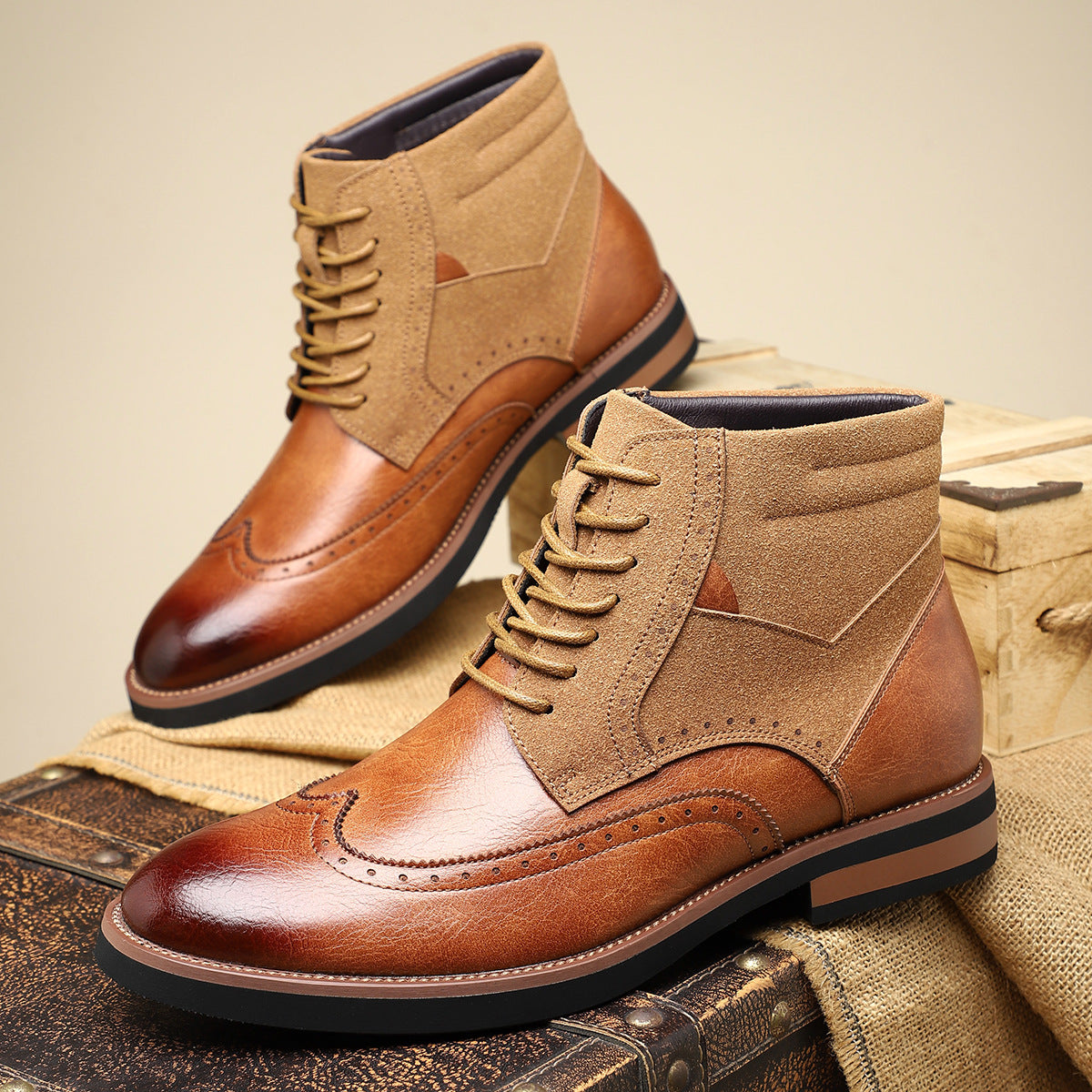 Image of Hector | Men's Wingtip Lace-Up Ankle Boots