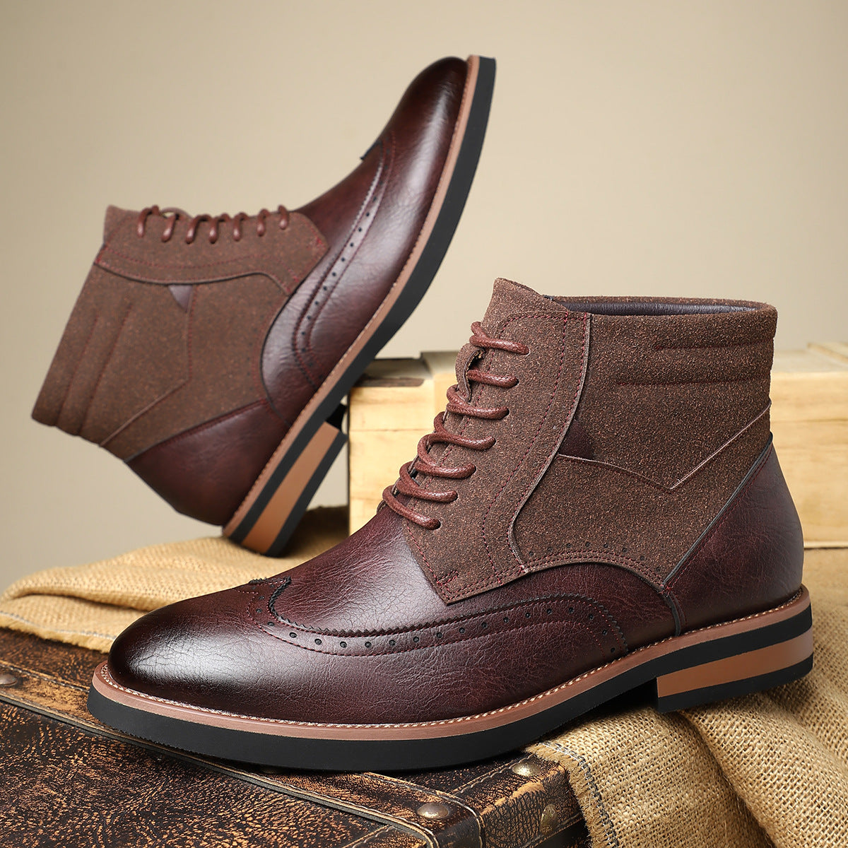 Image of Hector | Men's Wingtip Lace-Up Ankle Boots