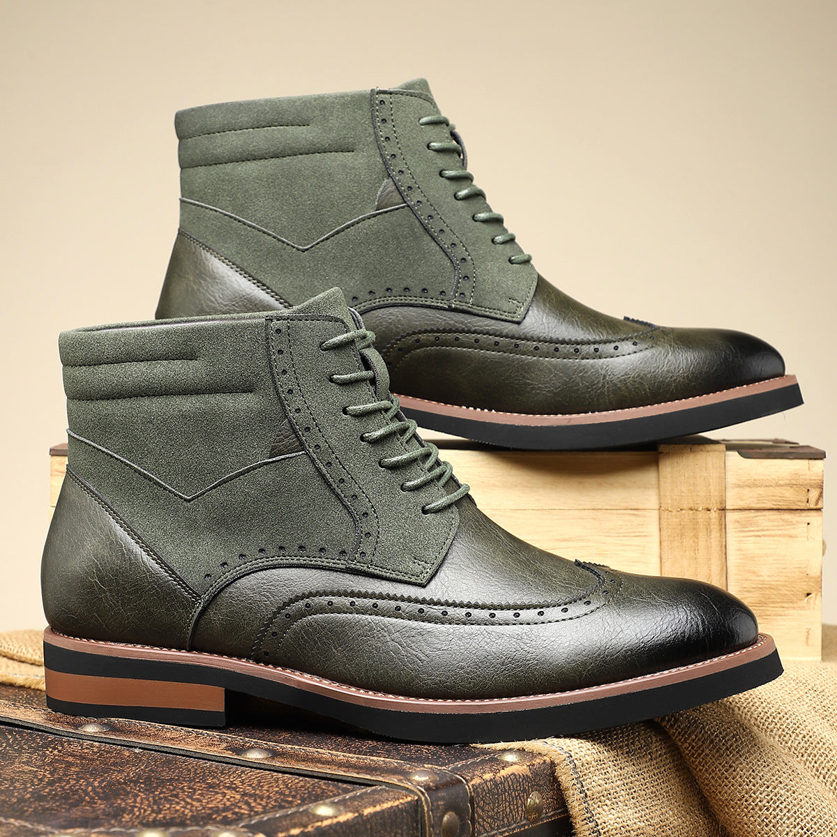 Image of Hector | Men's Wingtip Lace-Up Ankle Boots