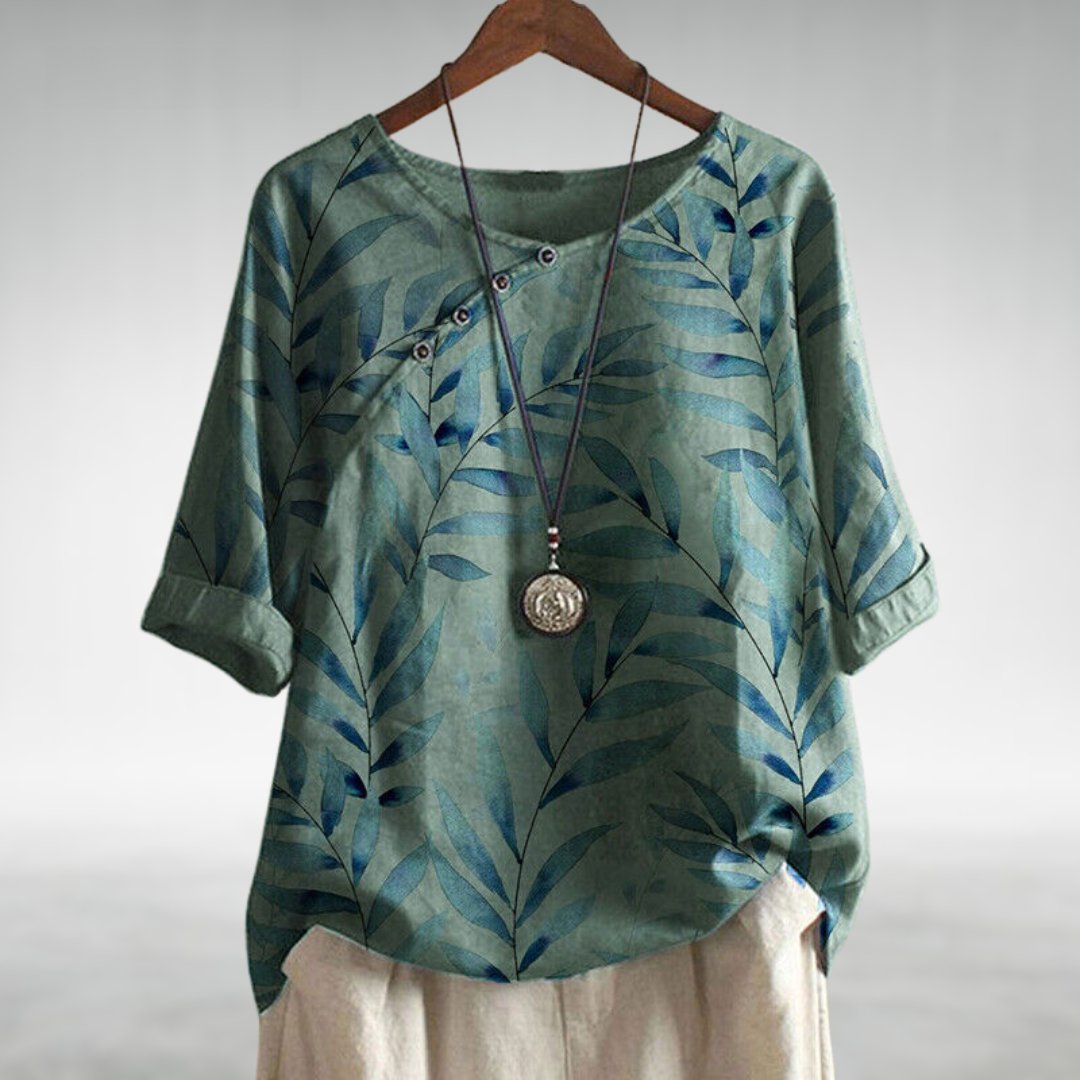 Women's Asymmetric Button Blouse Printed