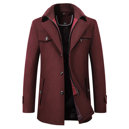 Men's Mid-Length Button Front Winter Jacket