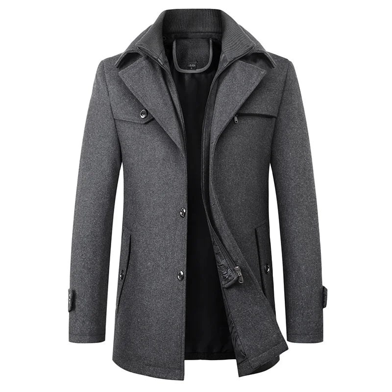 Men's Mid-Length Button Front Winter Jacket - Vonnera