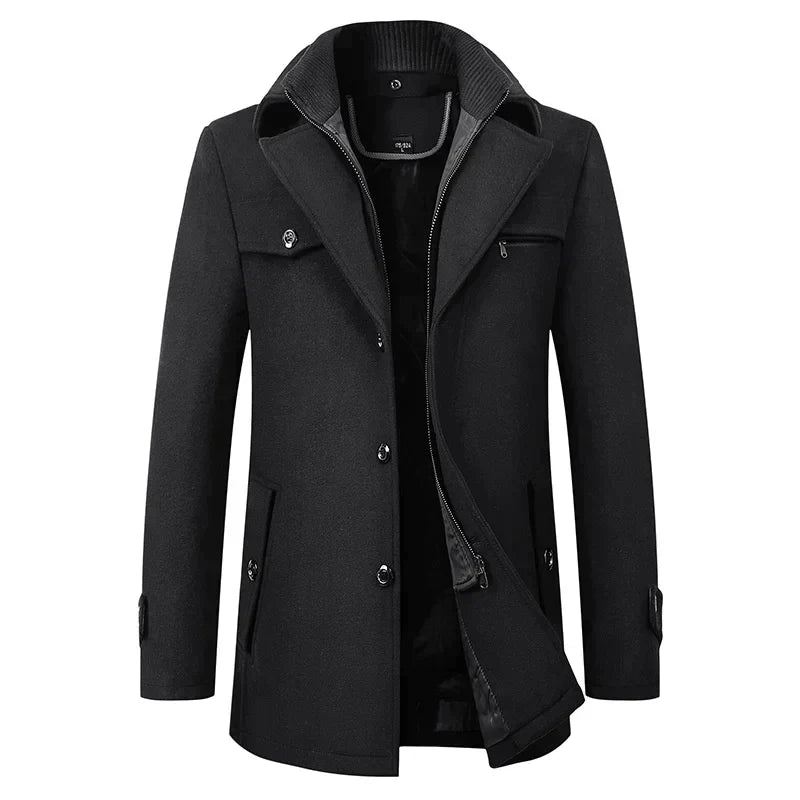 Men's Mid-Length Button Front Winter Jacket