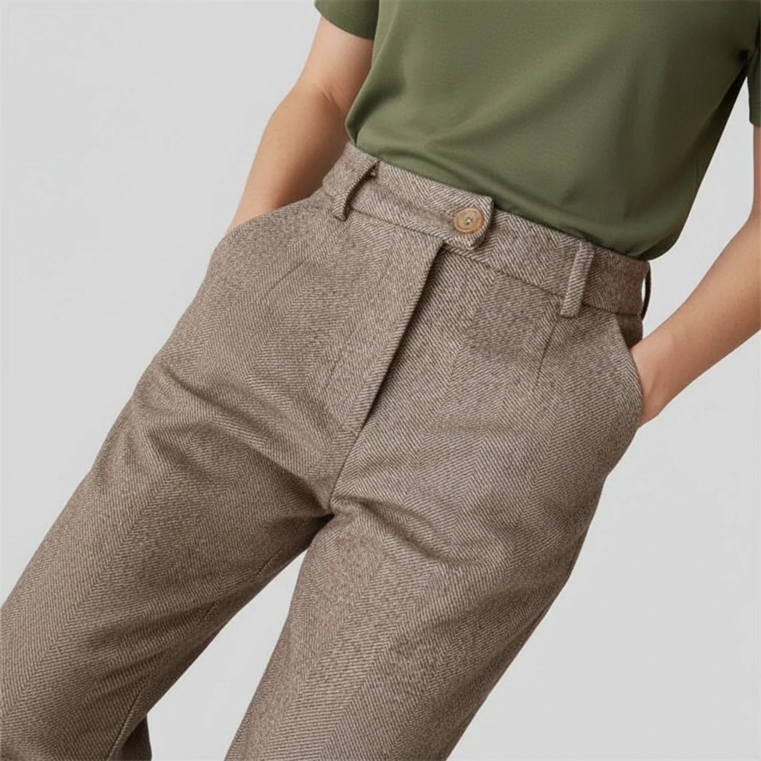 Men's Herringbone Straight Leg Dress Pants - Vonnera