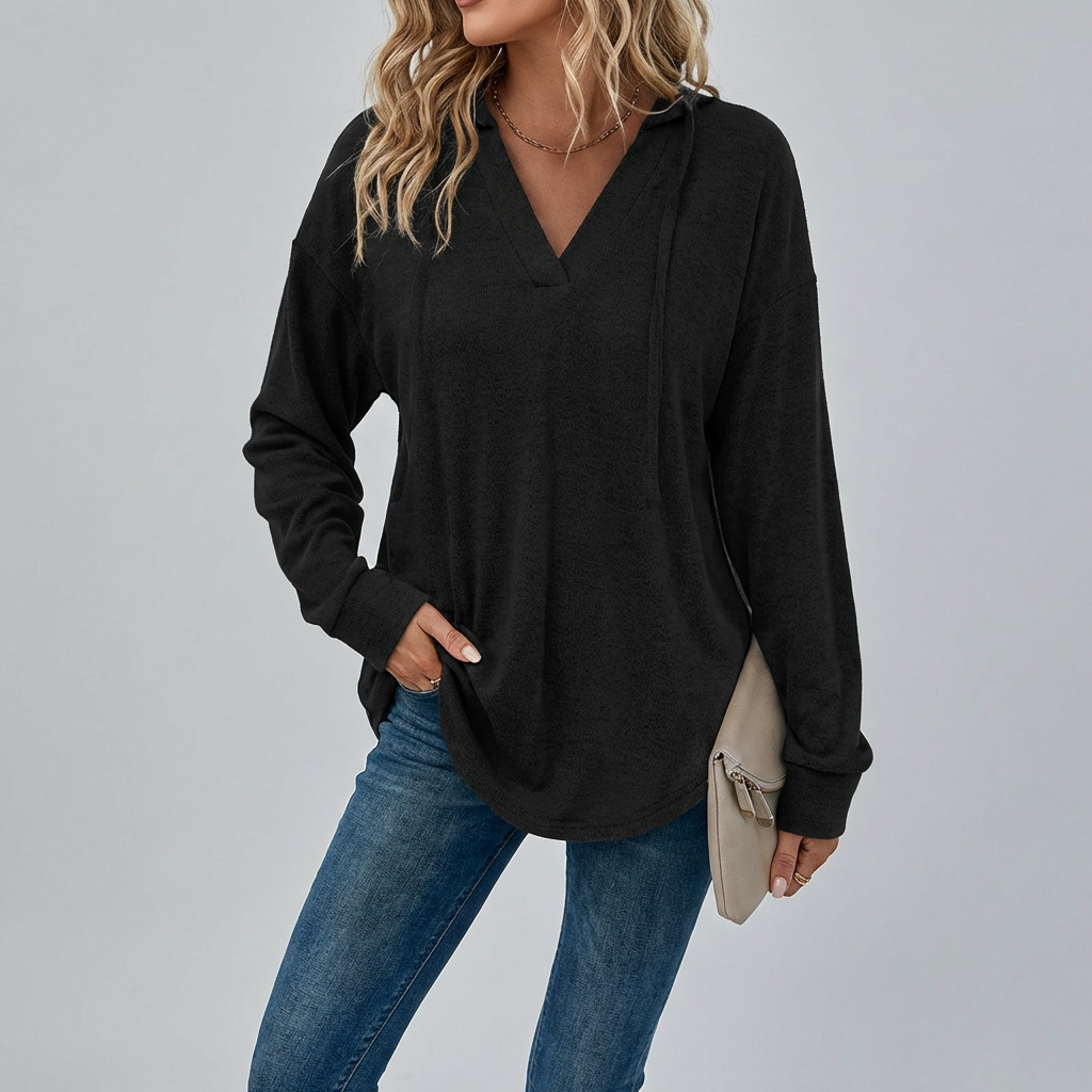 Oversized V-Neck Hoodie