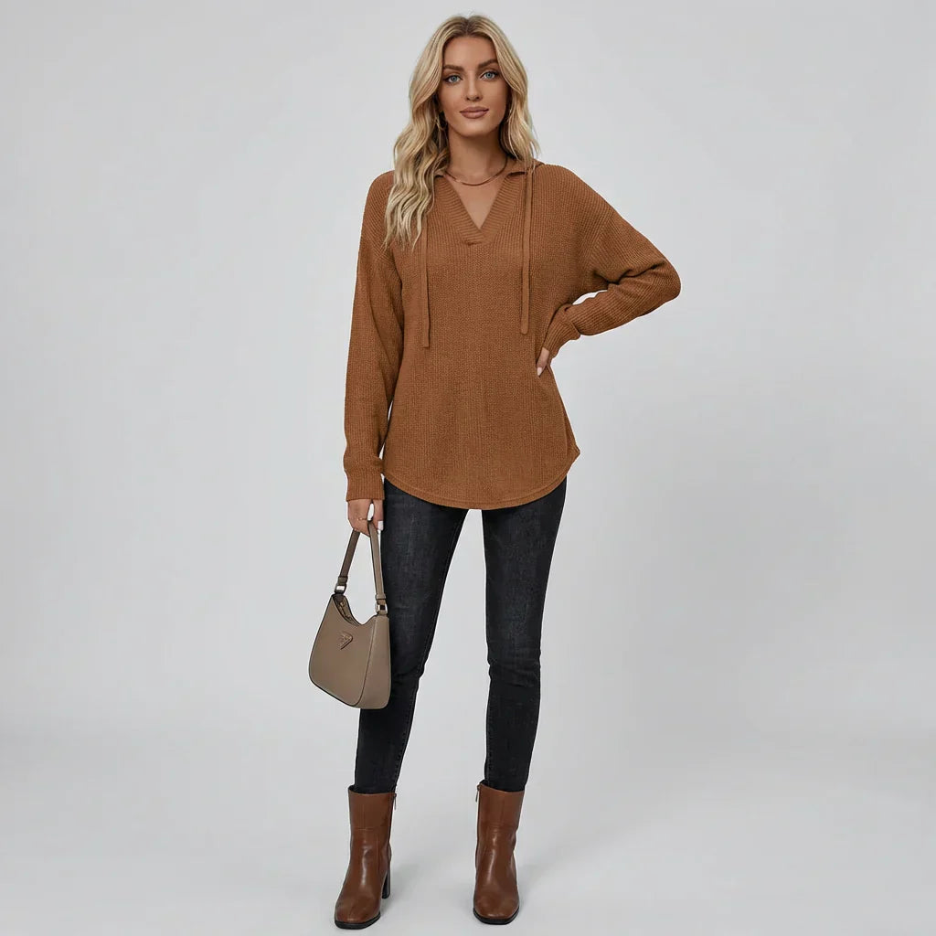 Oversized V-Neck Hoodie - Vonnera