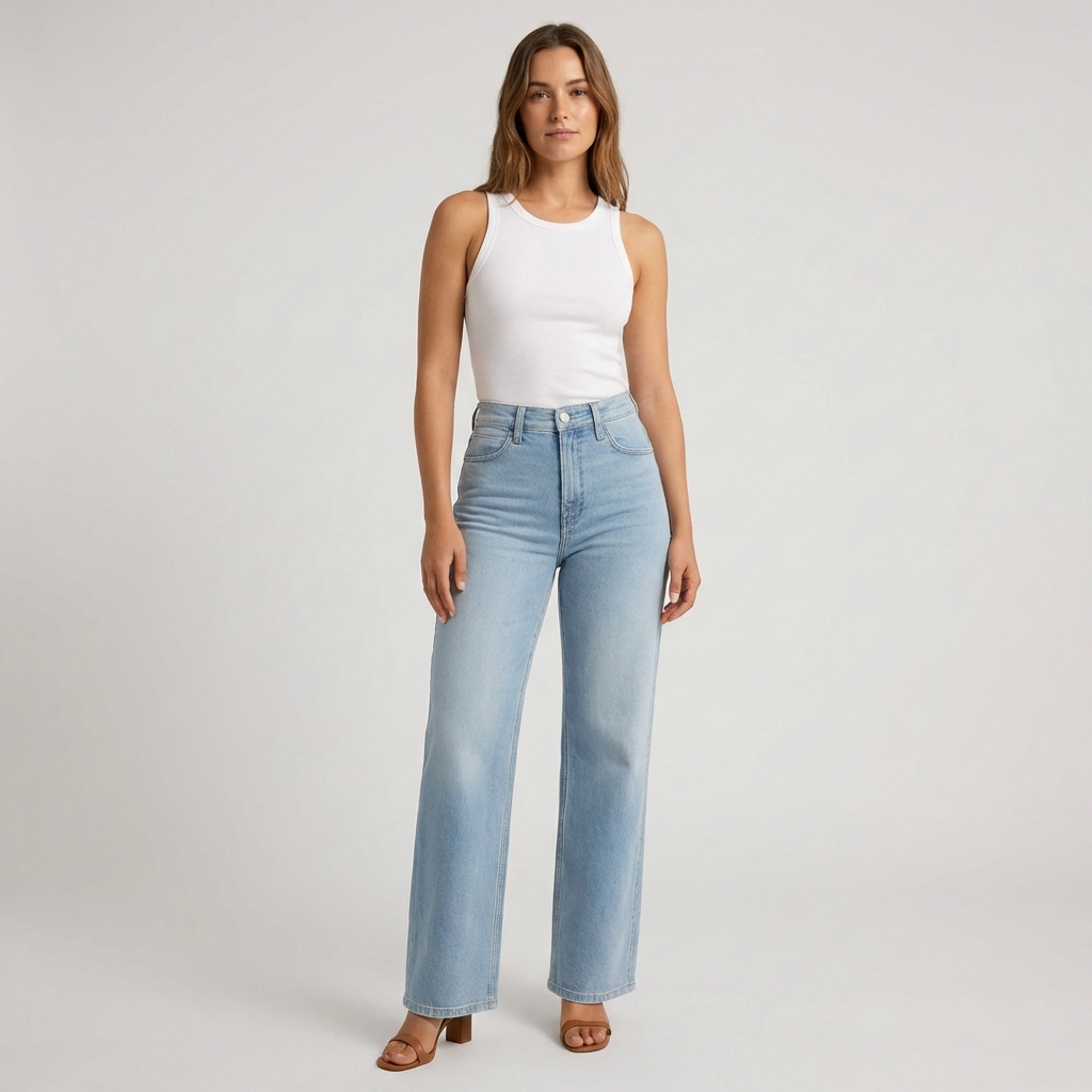 Women's High-Waisted Straight Leg Jeans Casual Cropped - Vonnera