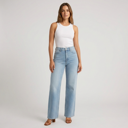 Women's High-Waisted Straight Leg Jeans Casual Cropped - Vonnera