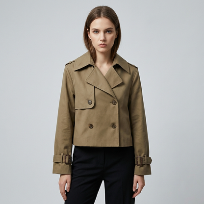 Women's Double Breasted Cropped Trench Coat - Vonnera