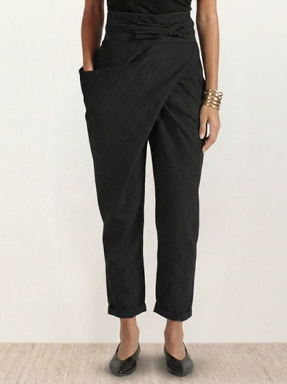 Atlas | Women's High Waist Wrap Front Cropped Tapered Pants