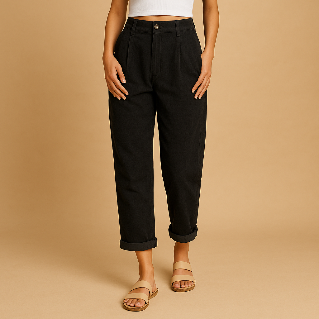 High-waisted straight leg corduroy trousers for women with a relaxed comfortable fit, ideal for autumn outfits, casual wear, and stylish everyday looks.