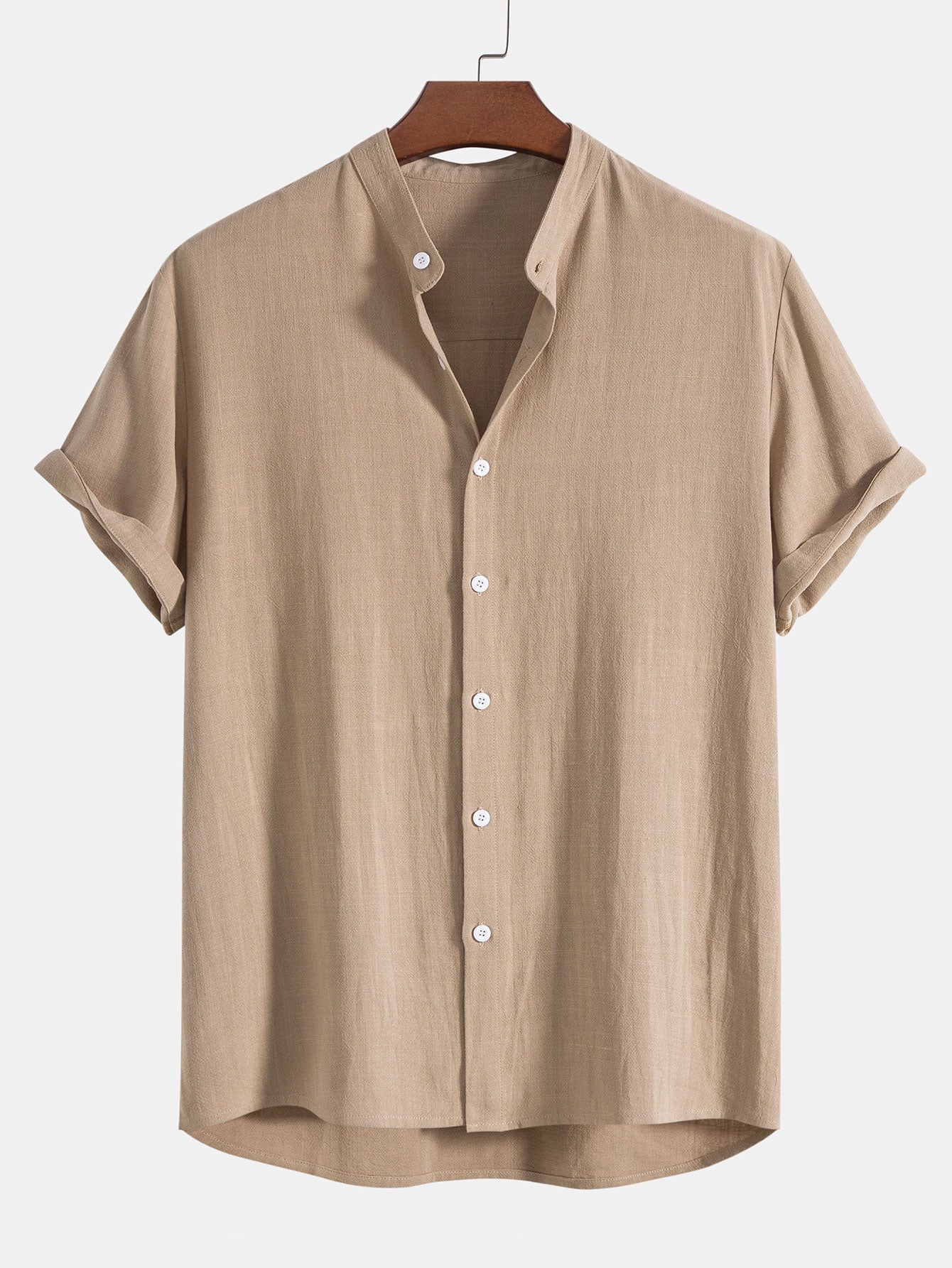 Men's Grandad Collar Button Down Shirt - Vonnera