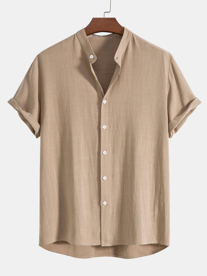 Men's Grandad Collar Button Down Shirt - Vonnera