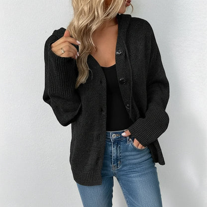 Women's Hooded Knit Cardigan Sweater